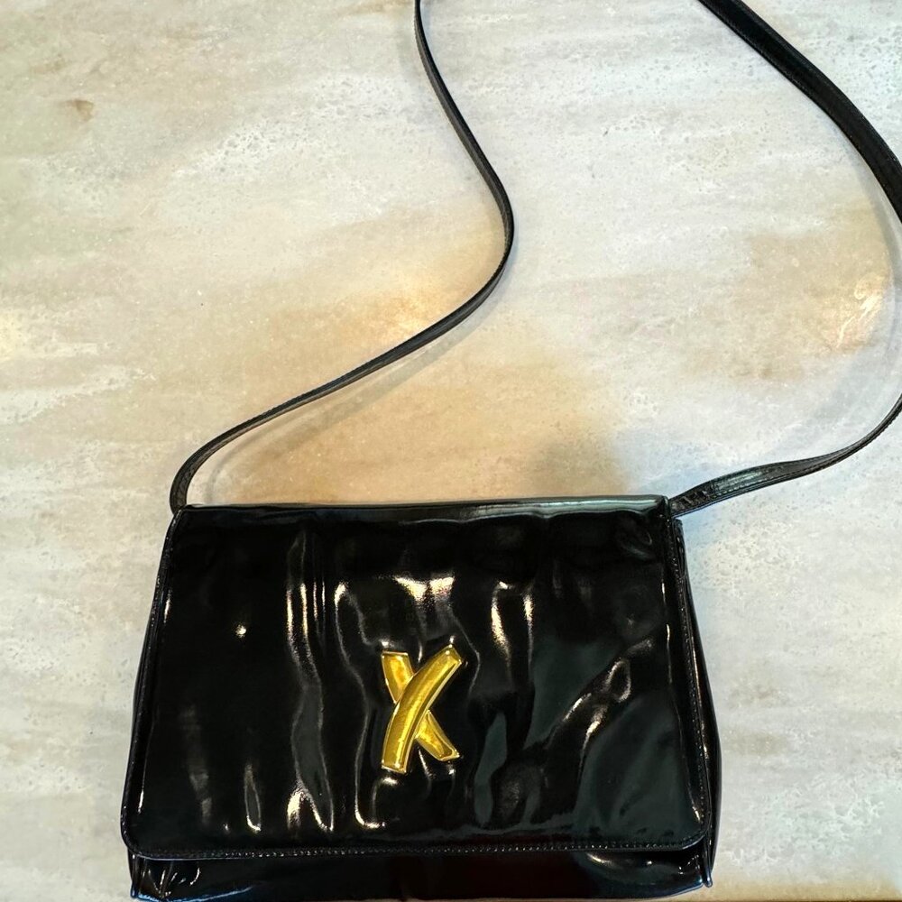 Vintage '80's Paloma Picasso Black Patent Leather Convertible Crossbody